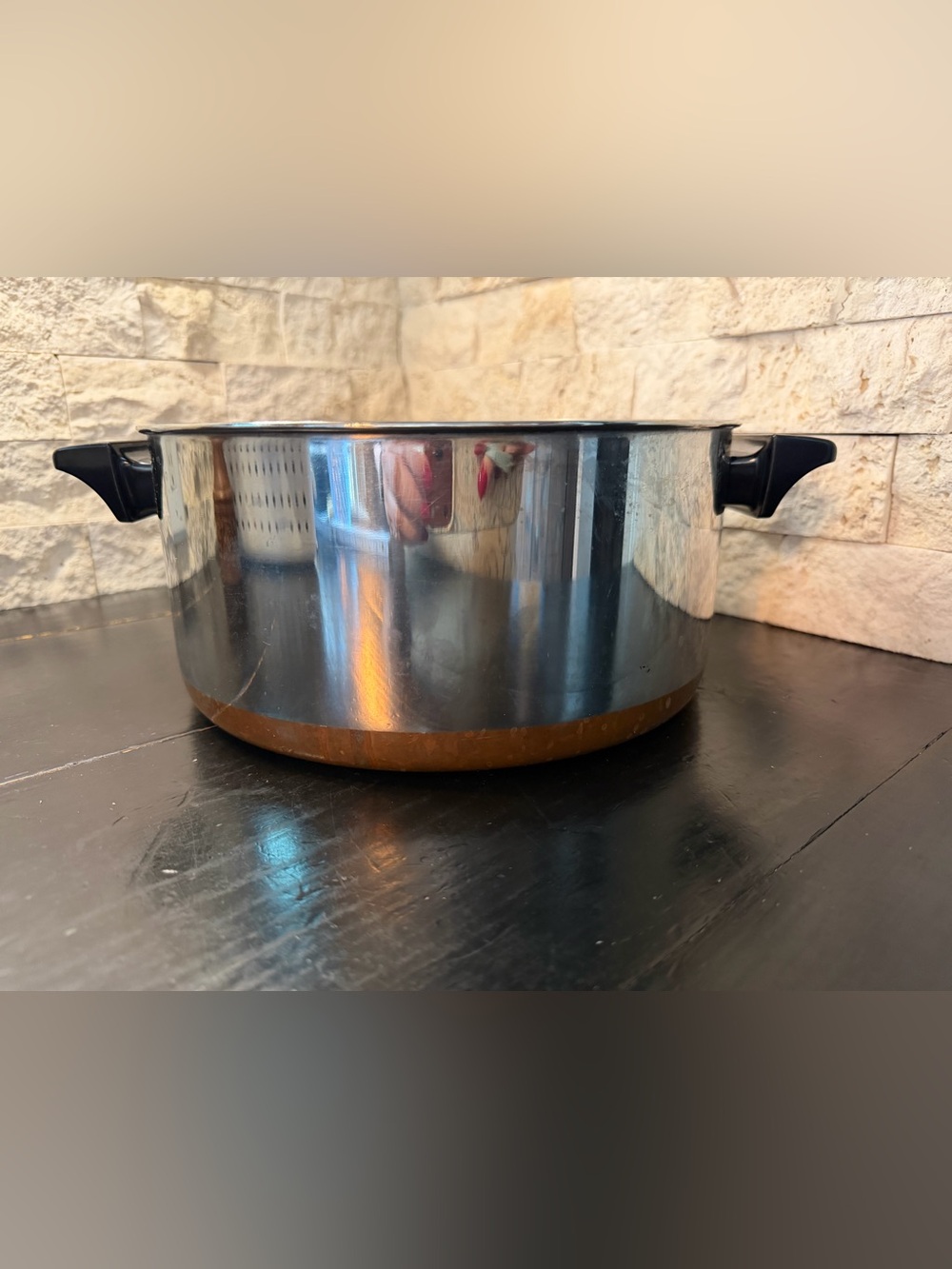 Vintage Revere Ware 4 1/2 Qt. Copper Bottom Stock Pot NO LID